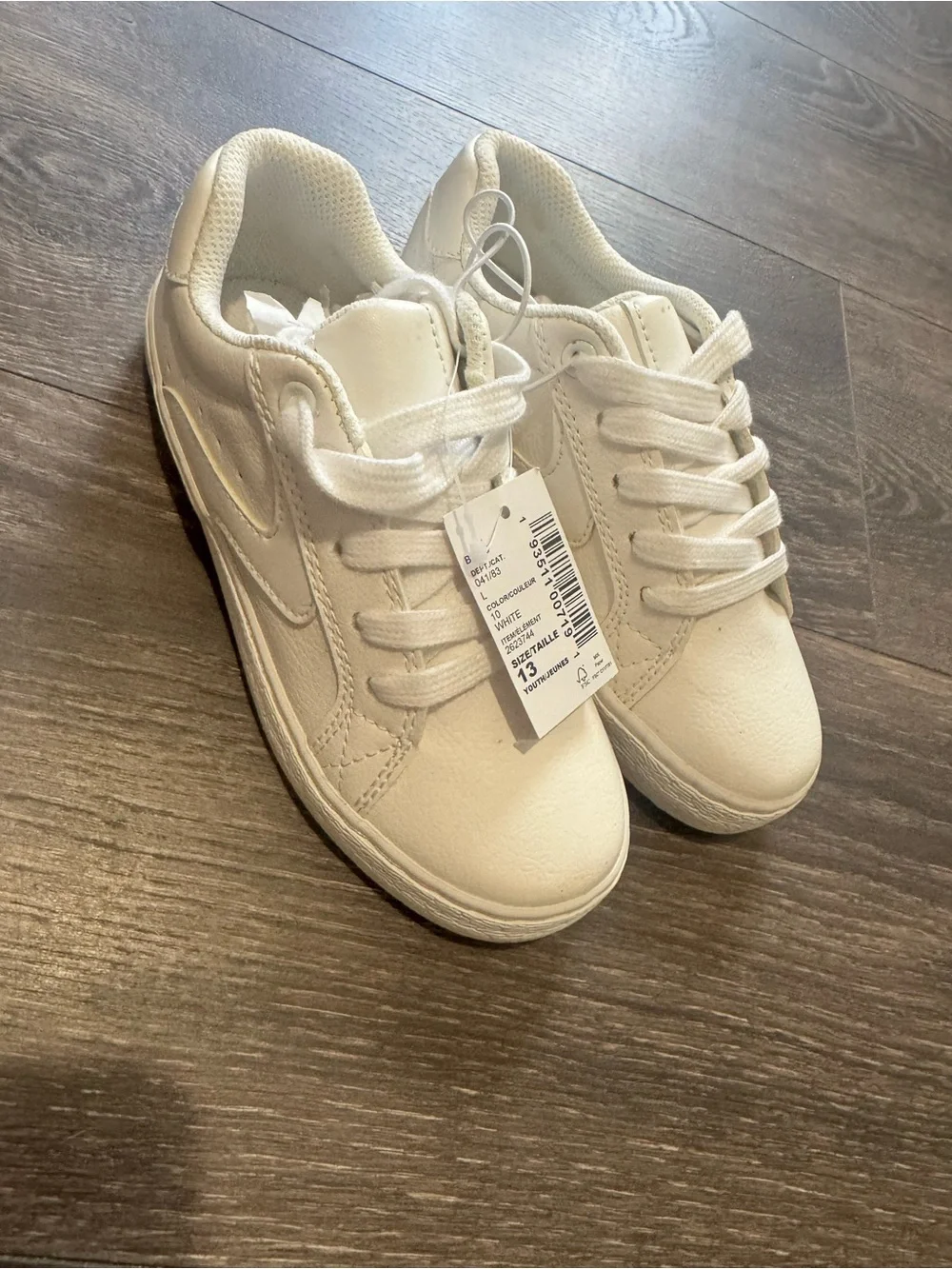 The Children's Place Boys Faux Leather Low Top Sneakers White Size 13